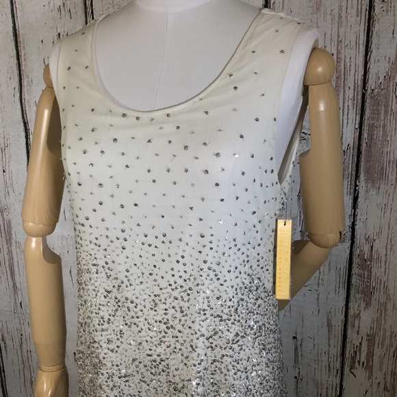 🎉HP🎉 NEW NWT Alice + Olivia Blaire Beaded Metallic Sequins Cocktail Dress SMALL - Picture 4 of 16